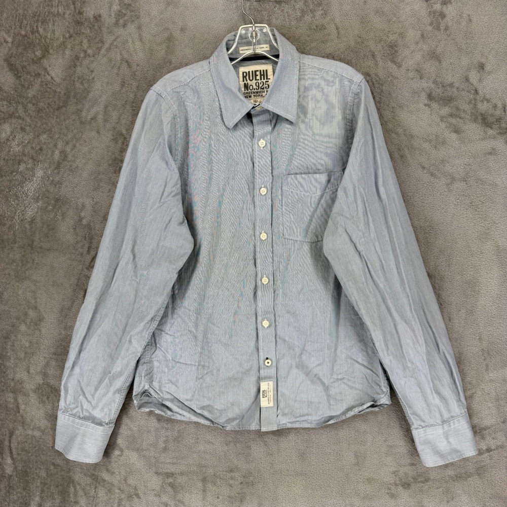 Ruehl No.925 Shirt Mens XL Greenwich St Blue Micro Stripe Button-Down EUC